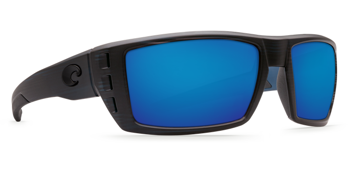 Costa Del Mar Rafael Matt Black Frame Polarised Sunglasses - Blue Mirror 580G