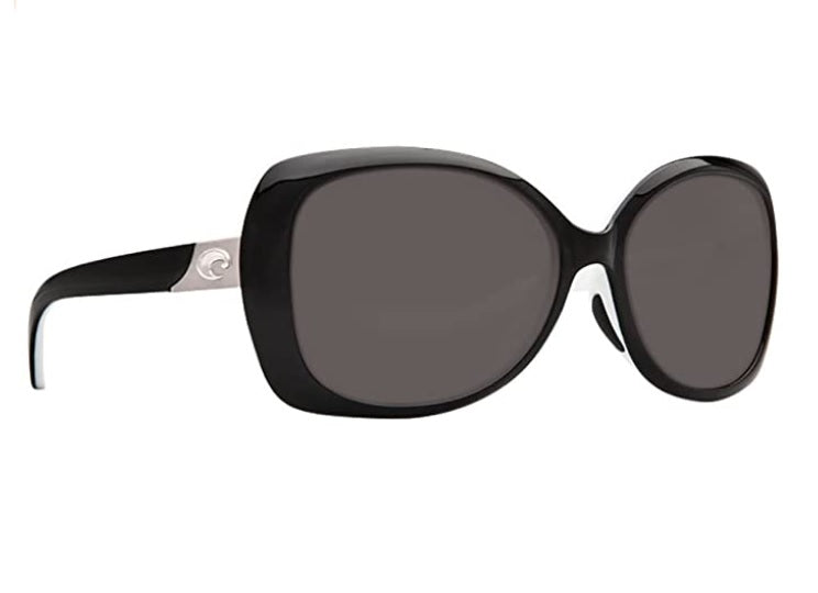 Costa Del Mar Sea Fan Black White Frame Polarised Lens Performance Sunglasses - Silver Mirror 580P