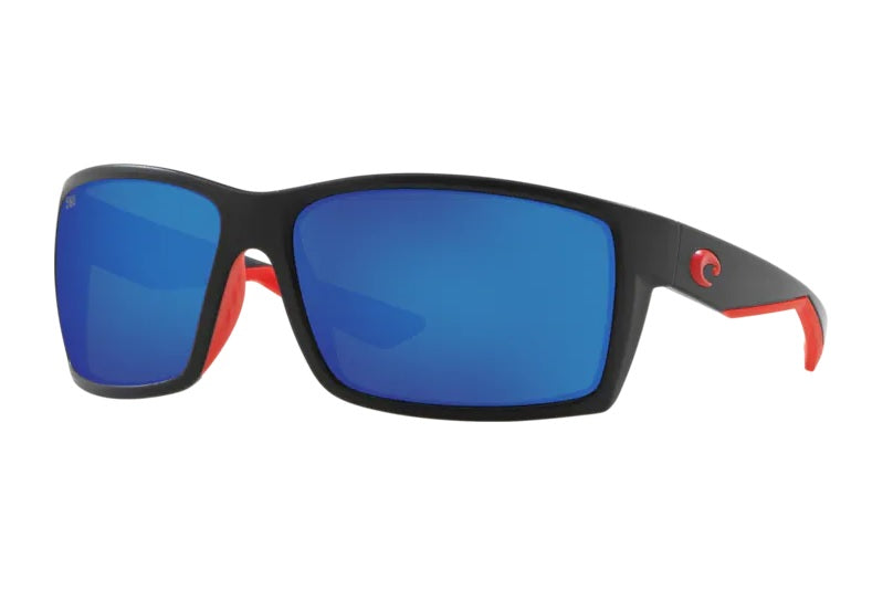 Costa Reefton Race Black Frame Blue Mirror 580g Glass Lens Performance Polarised Sunglasses