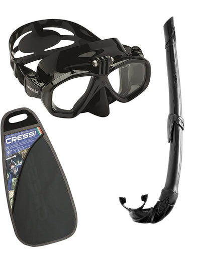 Cressi Action Free GoPro Mount Mask and Snorkel Freediving Combo