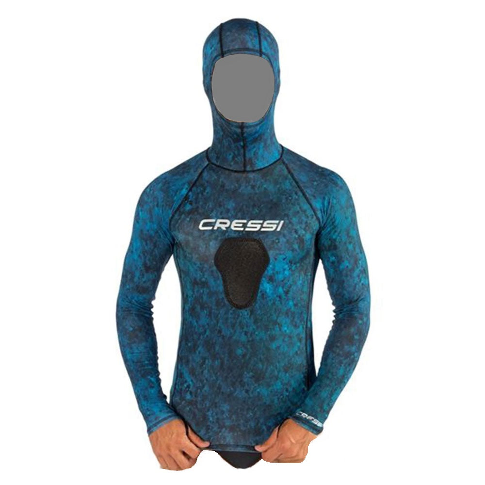 Cressi Hunter Blue Camo Lycra Spear Dive Top with Hood