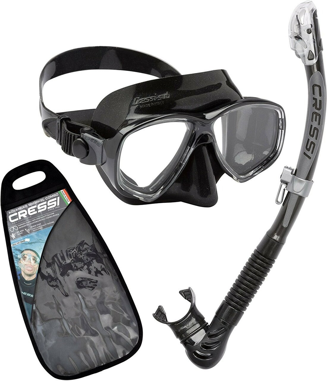 Cressi Marea Alpha Ultra Mask and Snorkel Combo - Black