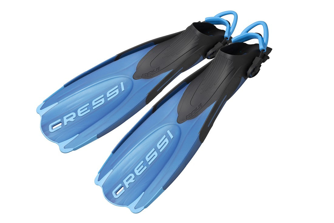 Cressi Maui Adjustable Open Heel Snorkeling Fins Black Blue
