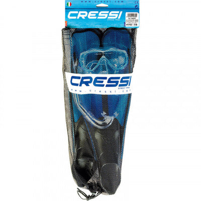 Cressi Rondinella Aquamarine Complete Mask-Snorkel-Fin Set with Bag