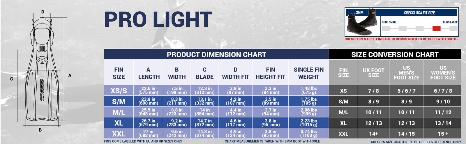 Cressi Pro Light Black Fins