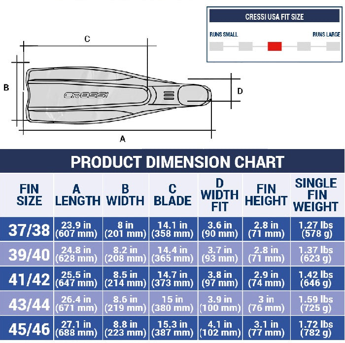 Cressi Pluma Black Silver Freediving Spearfishing Fins