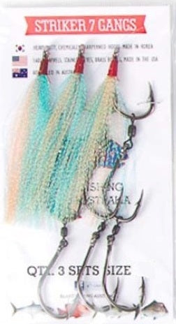 Elkat HD Striker 7 Flasher Pre Ganged Dressed Gang Hook Sets