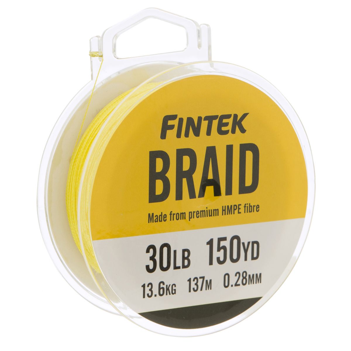 Fintek Braided Fishing Line Yellow 150yd 30lb - Mega Clearance