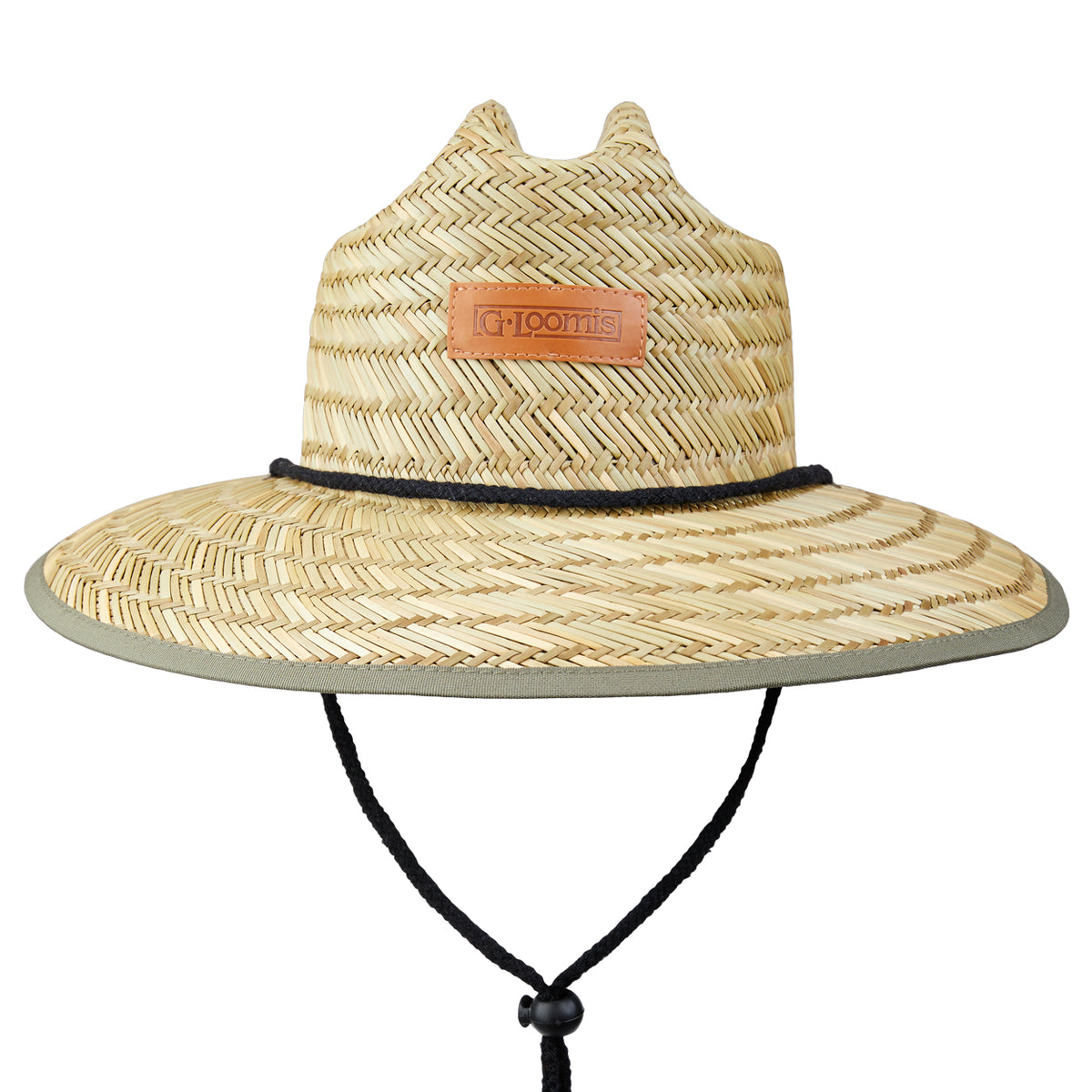 G Loomis Sun Seeker Wide Brim Straw Hat Leather Patch