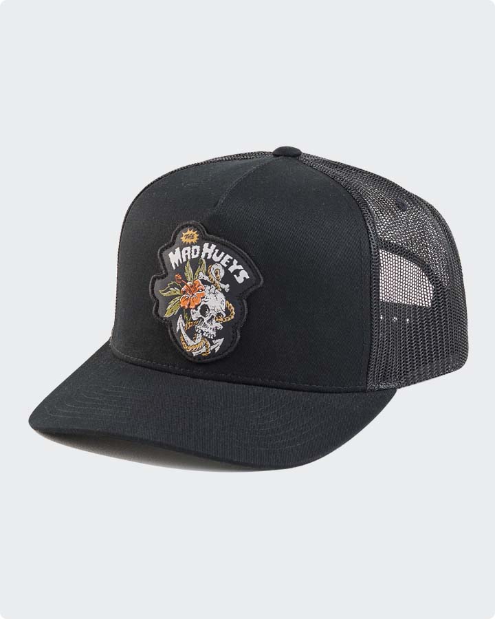 The Mad Hueys Dirty Vacay Twill Trucker Cap Hat Black