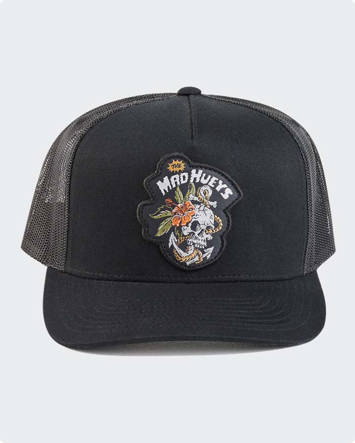 The Mad Hueys Dirty Vacay Twill Trucker Cap Hat Black