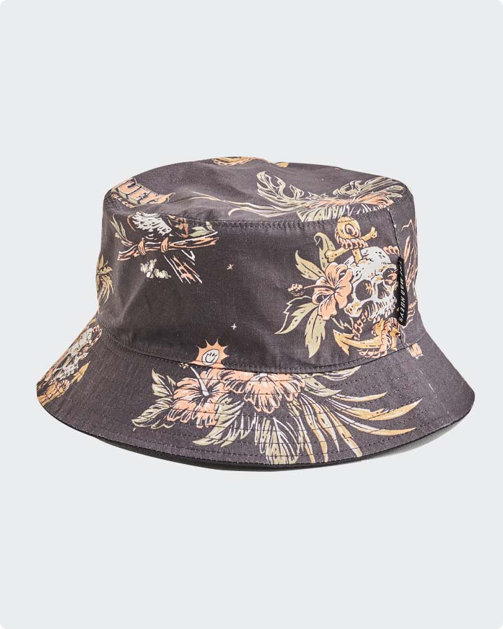 The Mad Hueys Dirty Vacay Reversible Bucket Hat Vintage Black