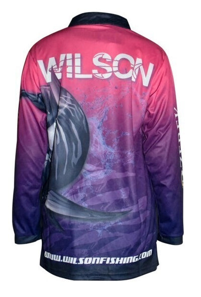 Wilson Team Long Sleeve Kids Fishing Jersey Shirt - Pink Purple