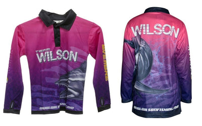 Wilson Team Long Sleeve Kids Fishing Jersey Shirt - Pink Purple