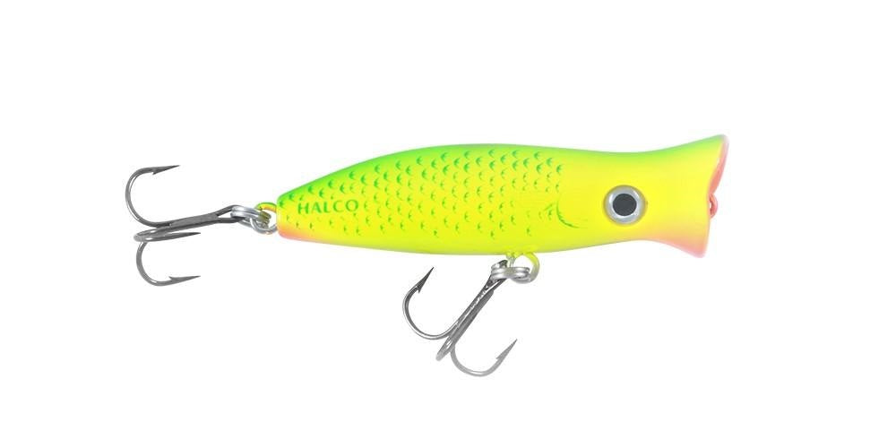 Halco 45mm Roosta Popper Green Fluoro - Mega Clearance