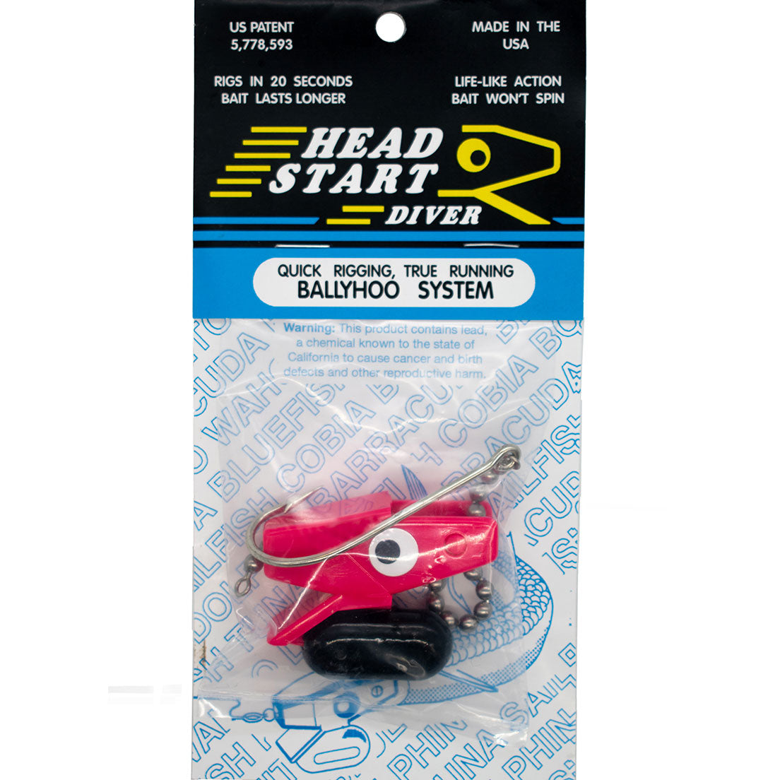 Head Start Ballyhoo Gar Chain Diver Chin Guard Trolling Rig