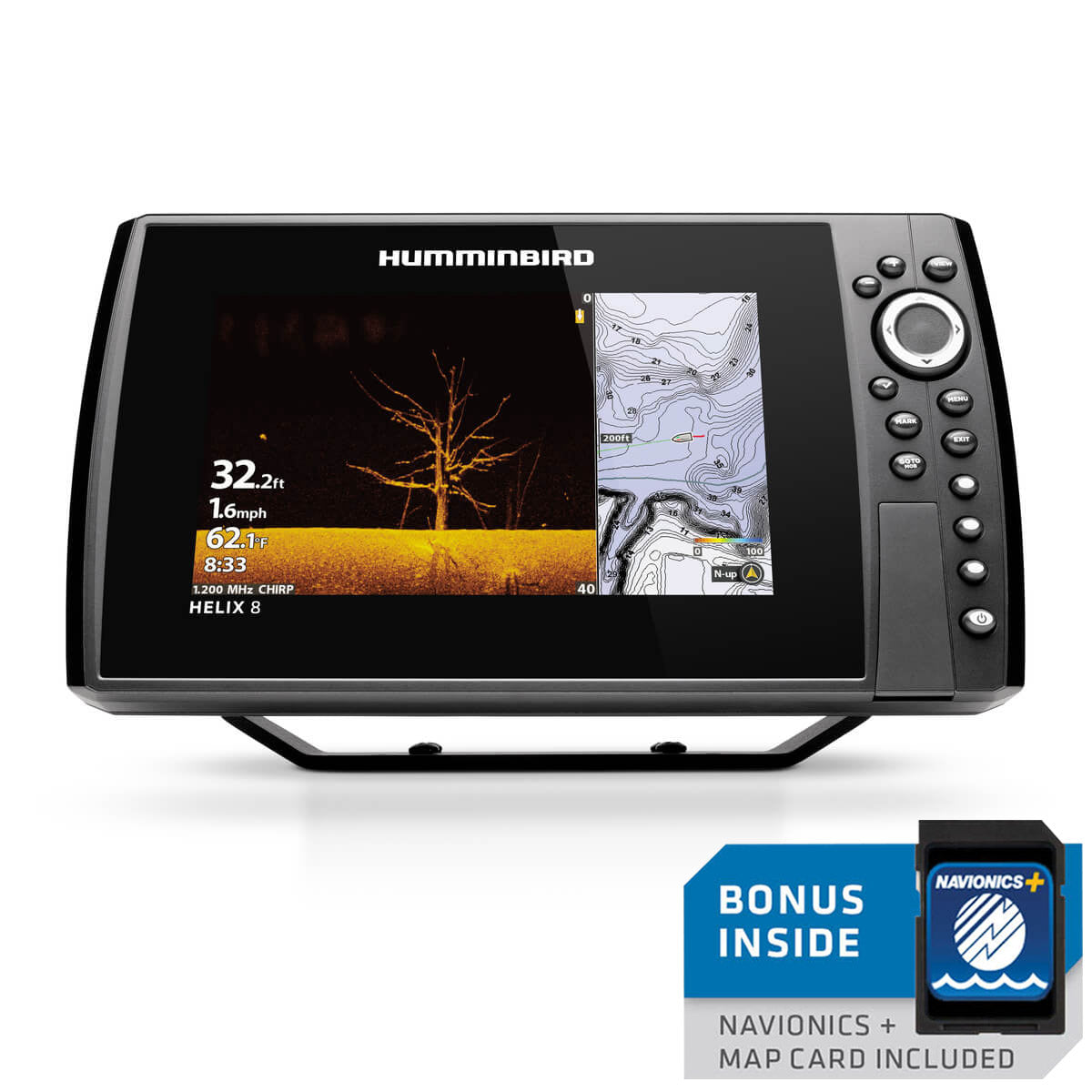 Humminbird Helix 8 Gen 4 G4N MSI+ GPS Chartplotter Sonar Sounder Fishfinder with Navionics Card 104612B