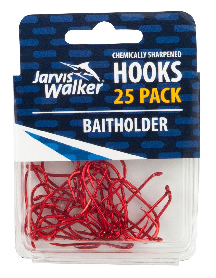 Jarvis Walker Bulk Value 25 Pack Chemically Sharpened Red Baitholder Hook