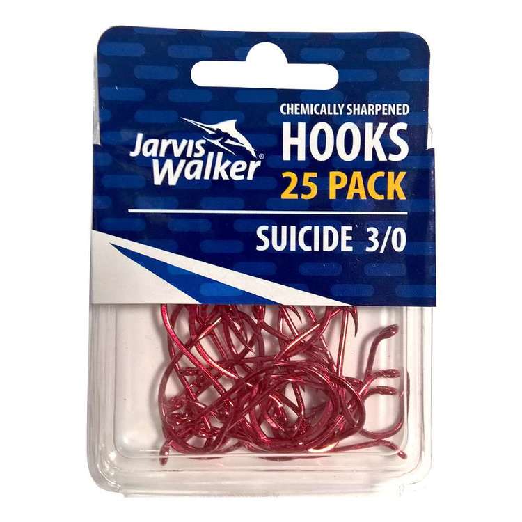 Jarvis Walker Bulk Value 25 Pack Chemically Sharpened Red Beak Suicde Octopus Hook