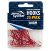 Jarvis Walker Bulk Value 25 Pack Chemically Sharpened Red Worm Long Shank Hook