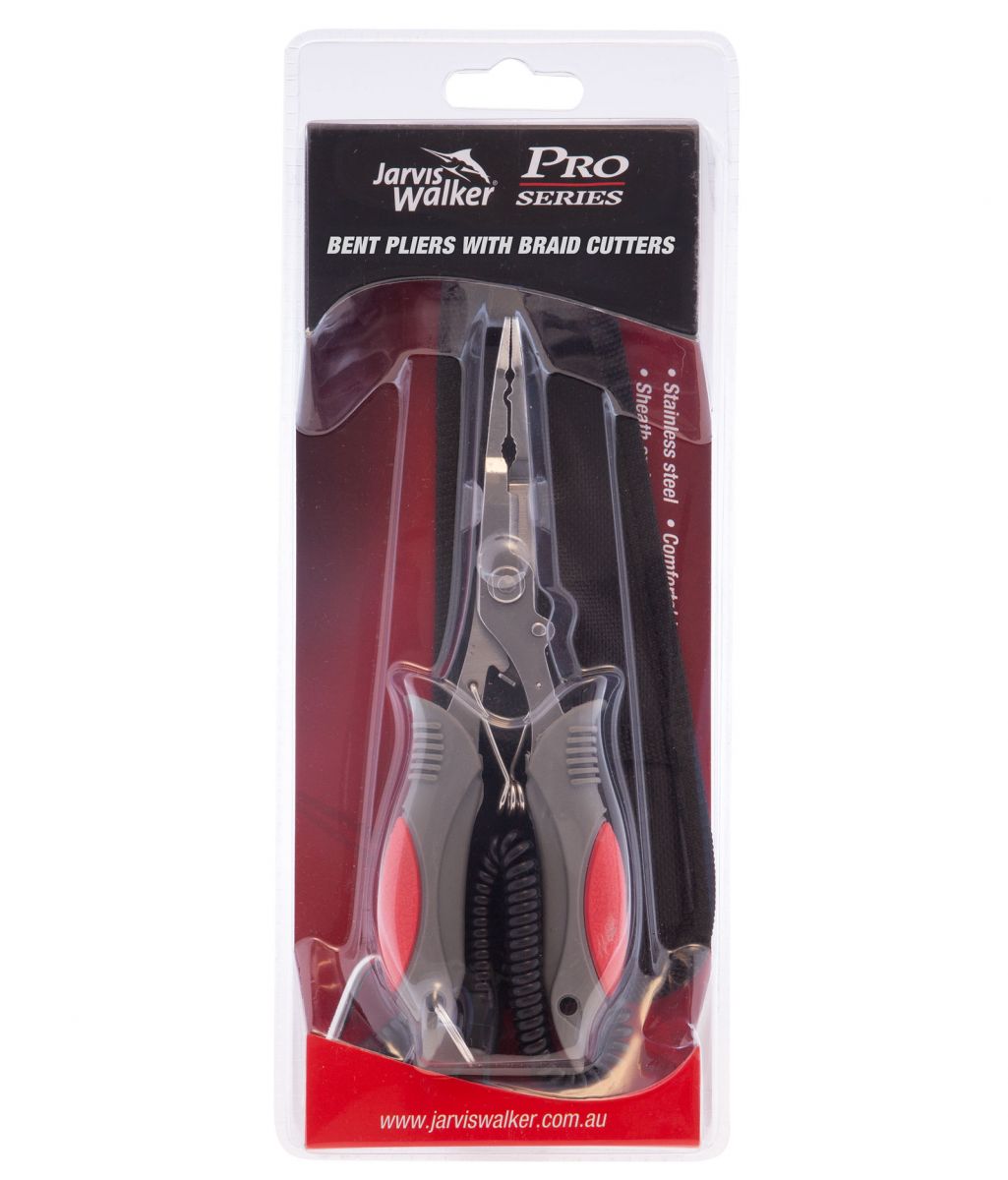 Jarvis Walker Pro Series Stainless Steel Bent Nose Pliers with Braid Cutter - 42181