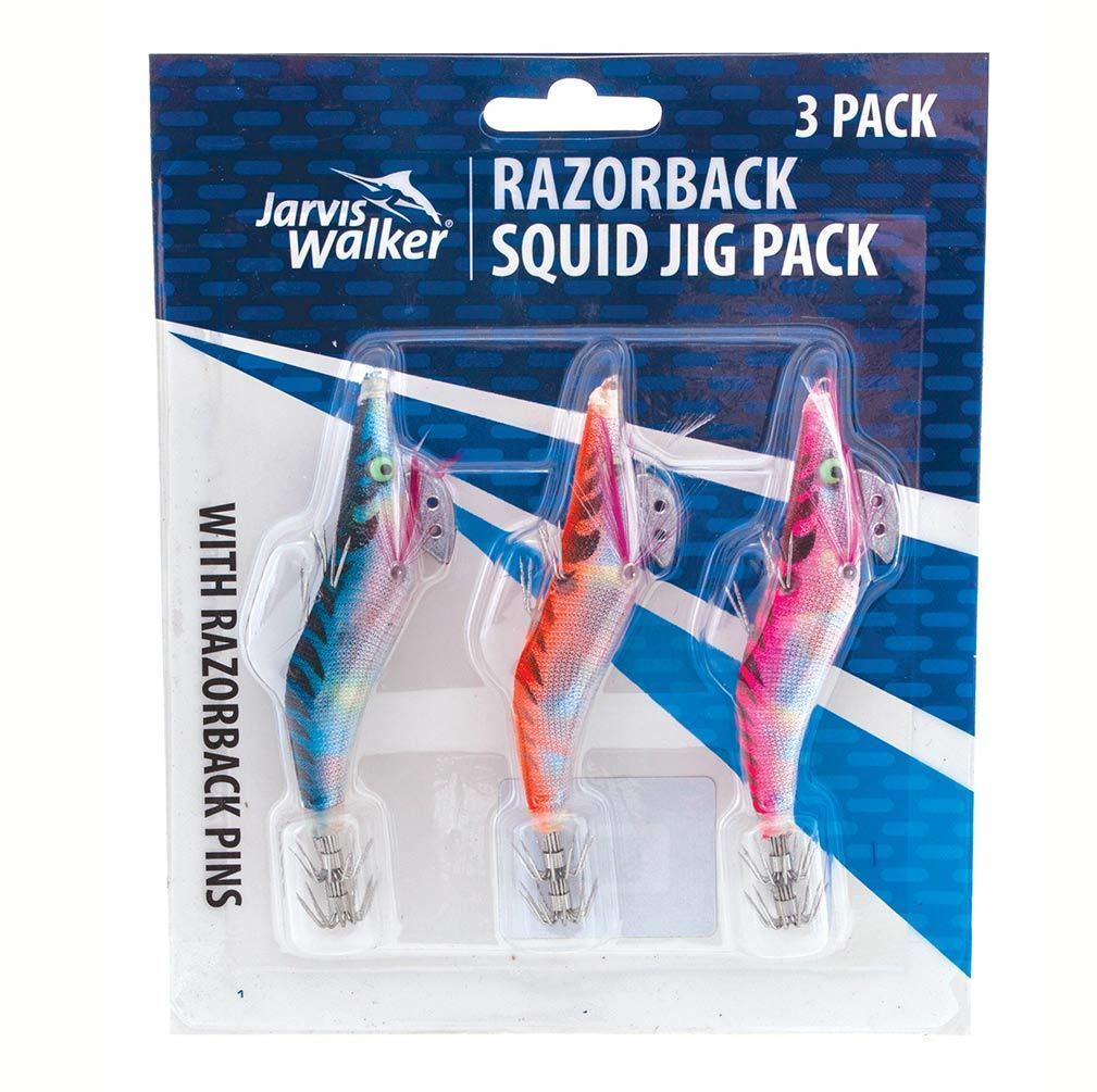 Jarvis Walker Razorback Mixed Squid Jig Lure Value Pack
