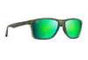 Maui Jim Onshore Olive Stripe Fade Frame Maui Green Glass Lens Polarised Performance Sunglasses