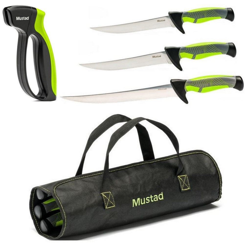 Mustad Green 3 Piece Knife Kit - Mirror Polish