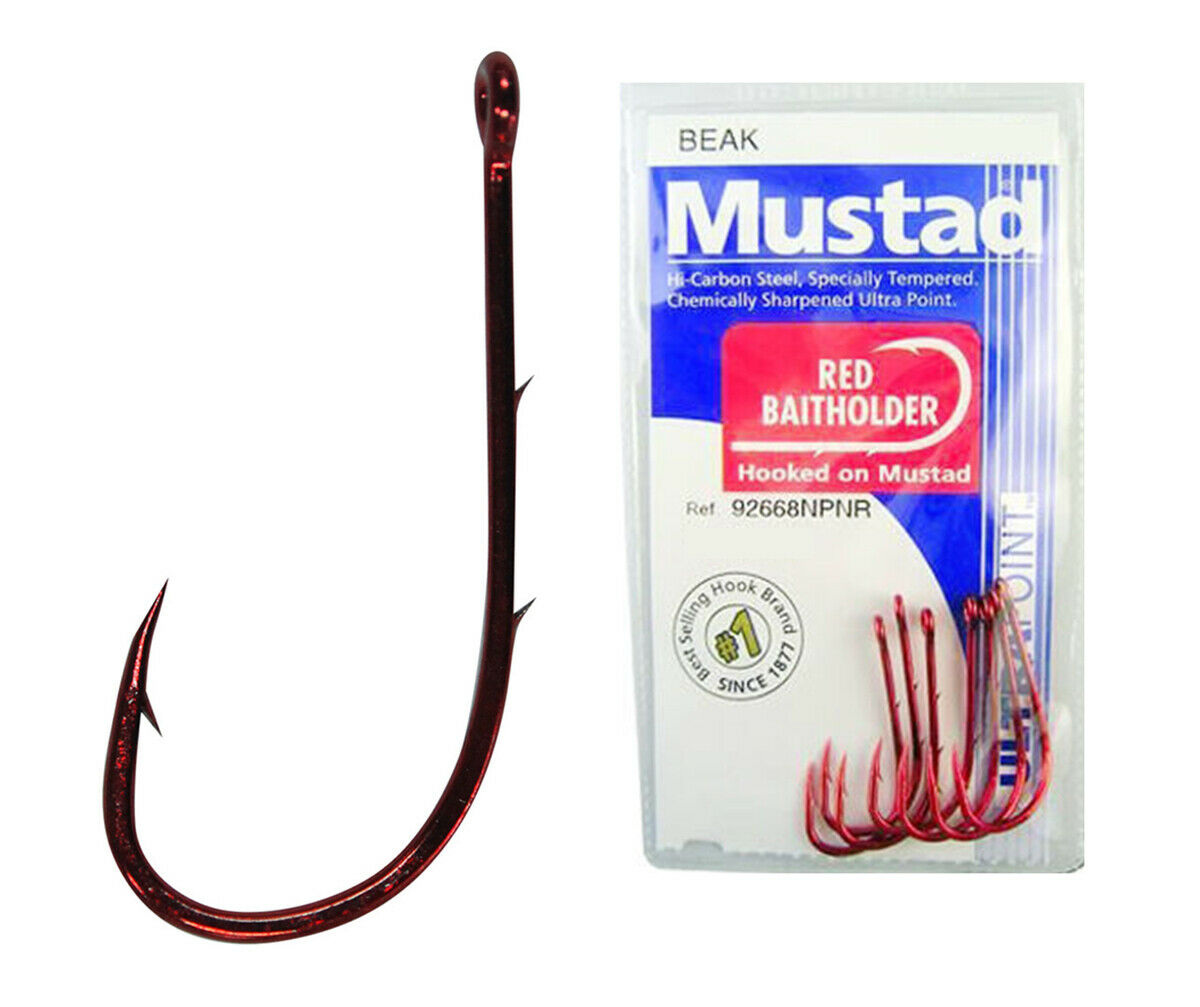 Mustad 92668NPNR Sliced Red Baitholder Hook