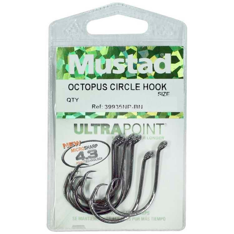6 Pack Mustad R39943BLN-90 Ultra Point Size 9/0 4X Strong Ringed Circle  Hooks