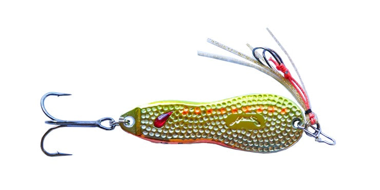 Nories Metal Wasaby Hammered Bass Spoon Lure With Assist Hooks
