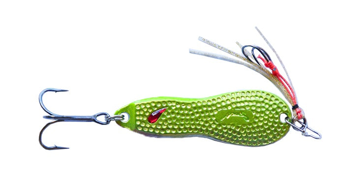 Nories Metal Wasaby Hammered Bass Spoon Lure With Assist Hooks