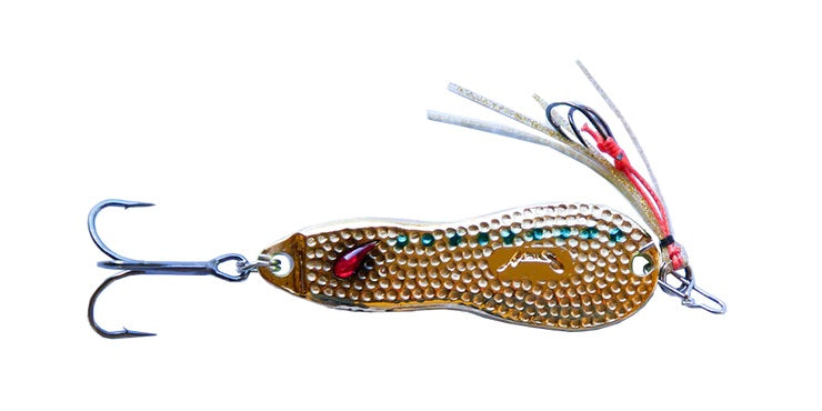 Nories Metal Wasaby Hammered Bass Spoon Lure With Assist Hooks