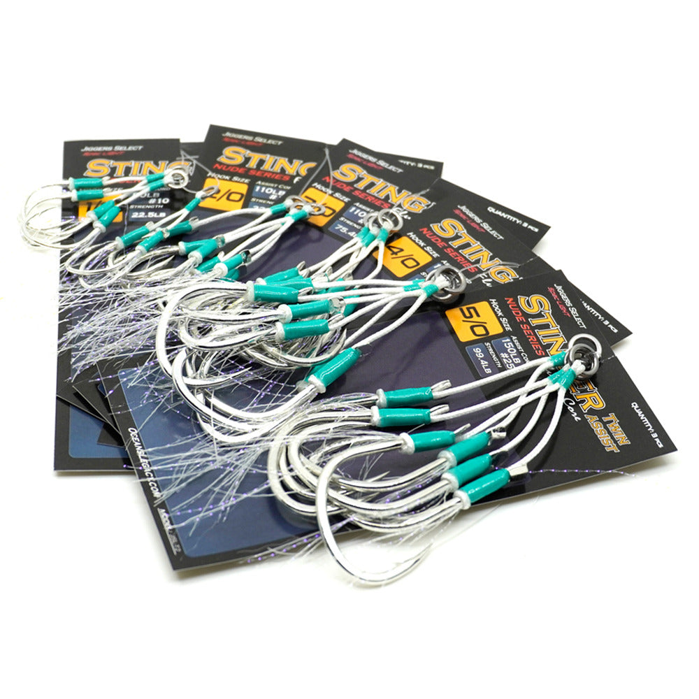 Oceans Legacy Stinger Twin Nude Glow Even Tie Jig Assist Hook