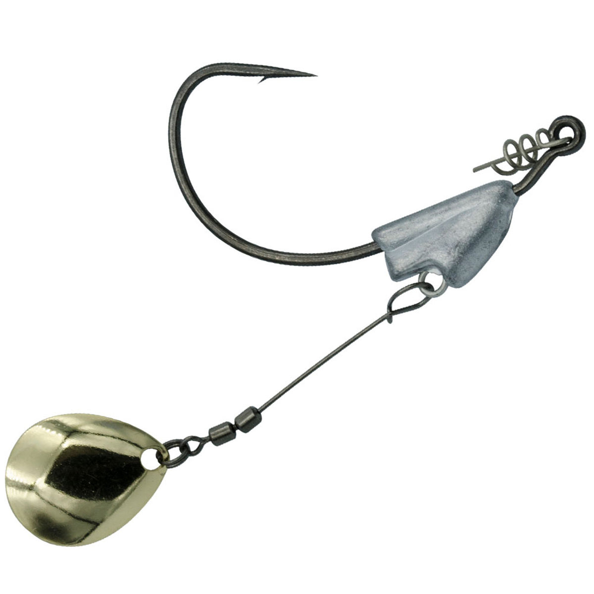 Owner Flashy Swimmer Weedless Worm Jighead Hook Gold Colorado Blade