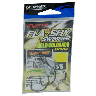 Owner Flashy Swimmer Weedless Worm Jighead Hook Gold Colorado Blade