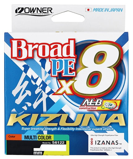 Owner Kizuna X8 PE 300m Multi Colour Braided Fishing Line