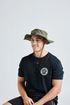 The Mad Hueys Hooked For Life Wide Brim Hat Dusty Green