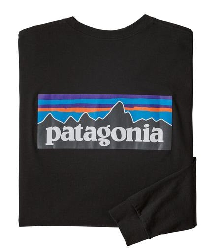 Patagonia Mens Black P-6 Logo Long Sleeve Responsibili-Tee Shirt
