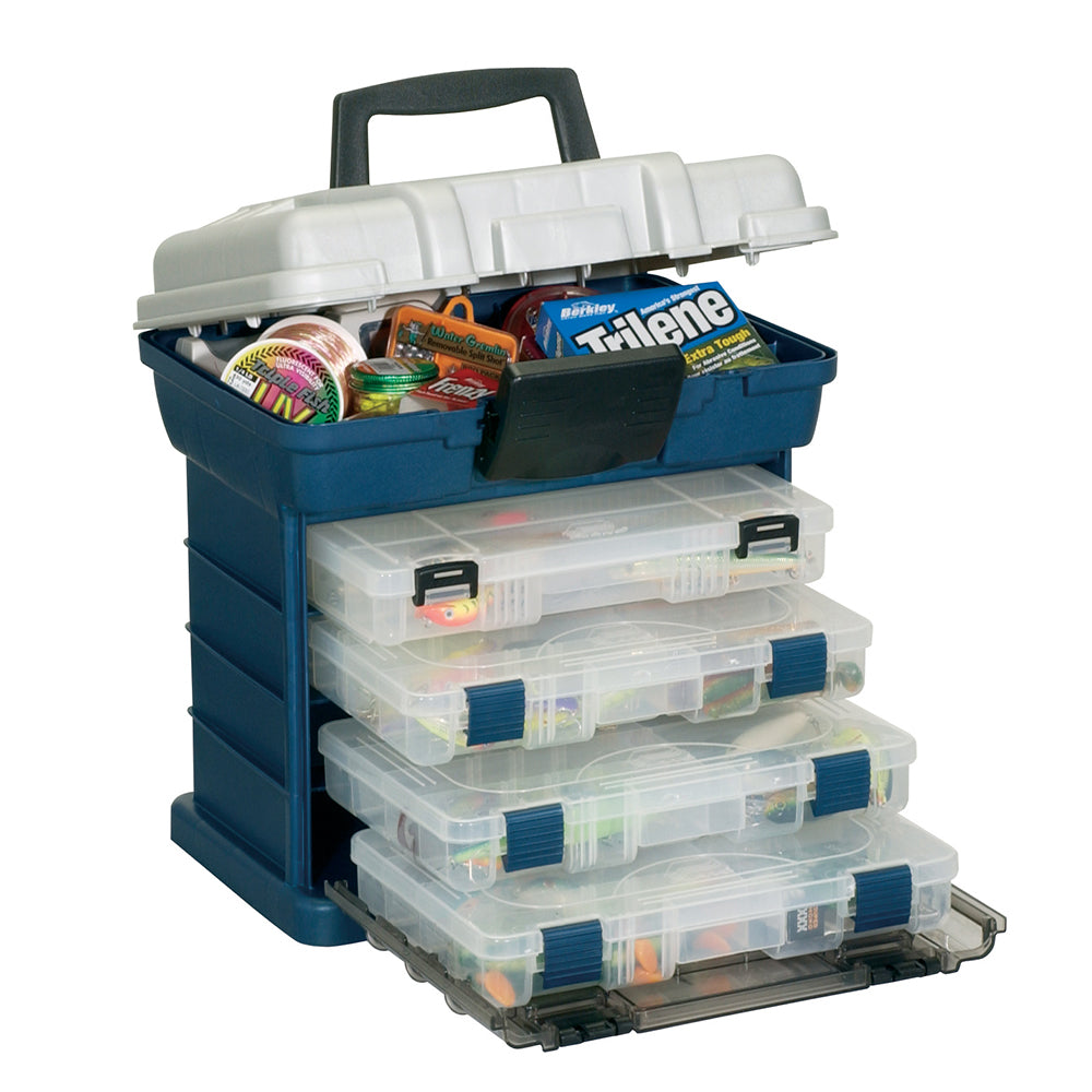 Plano 1561095 136400 4-by Rack 3600 Hard System Tackle Storage Box - Blue