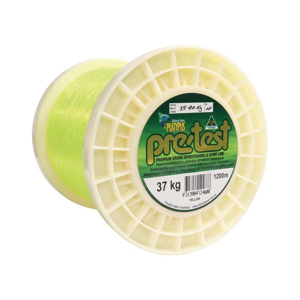 Platypus Pre Test IGFA Rated Approved Mono Game Fishing Line Hi Vis Yellow 1200m