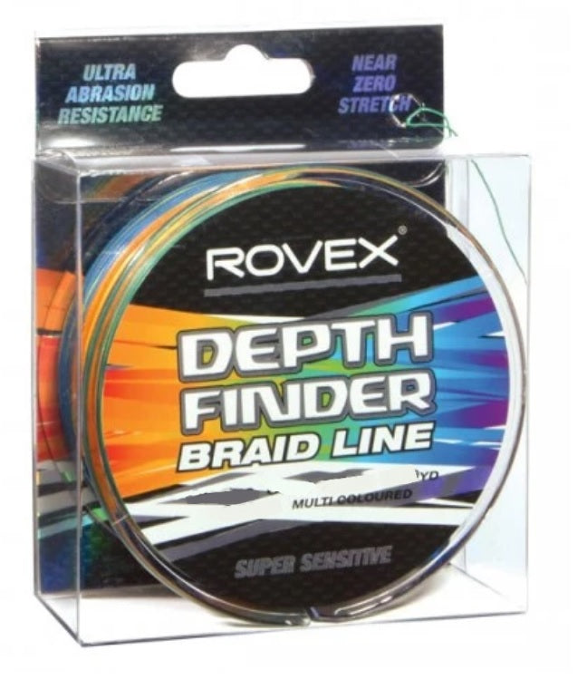 Rovex Depth Finder Multi Colour Braided Fishing Line 600yd Bulk Value Spool
