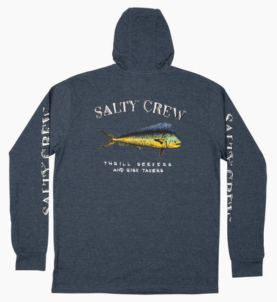 Salty Crew Dorado Long Sleeve Hooded Technical Fishing Tee Jersey Shirt - Navy
