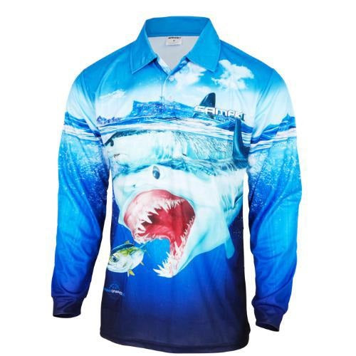 Samaki Mako Shark Long Sleeve Performance Fishing Jersey Sun Protective Shirt Adult