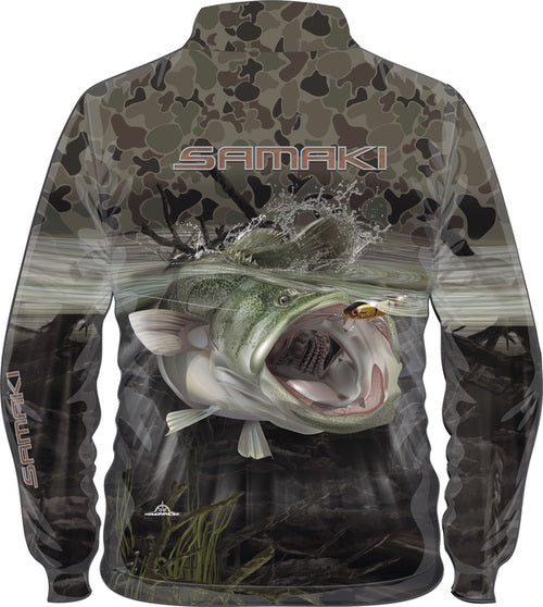 Samaki Camo Murray Cod Long Sleeve Performance Fishing Jersey Sun Protective Shirt Kids