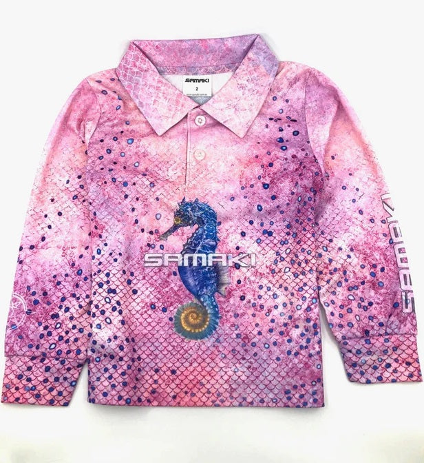 Samaki Seahorse Long Sleeve Fishing Jersey Shirt - Kids