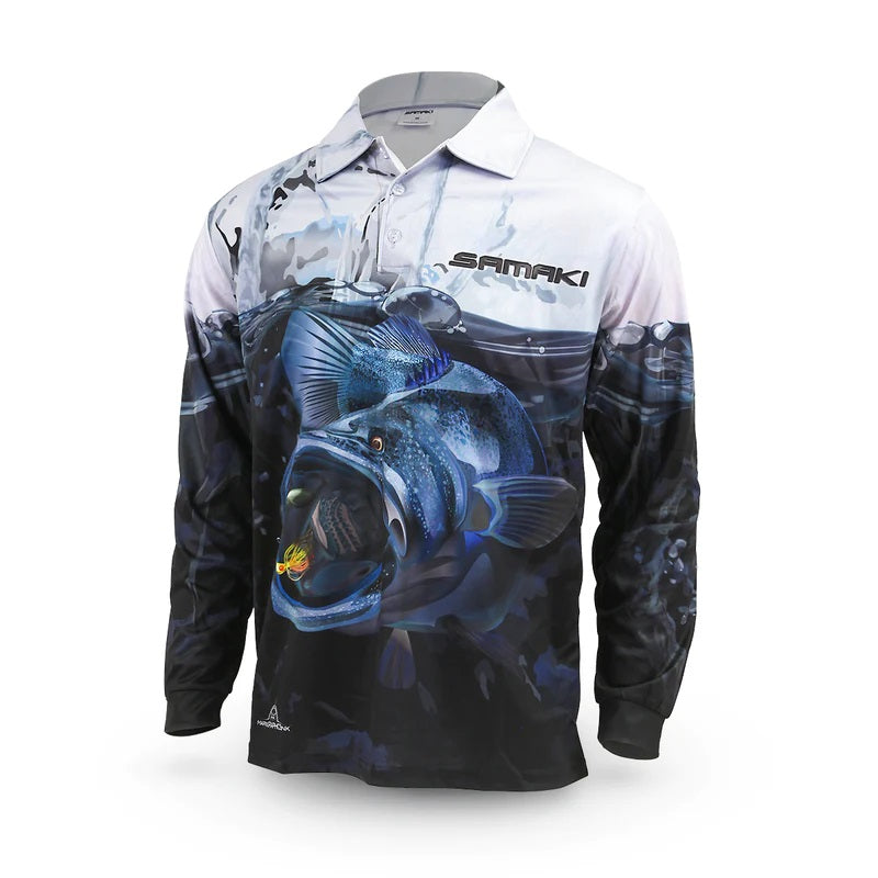 Samaki Murray Cod Long Sleeve Fishing Jersey Shirt - Kids