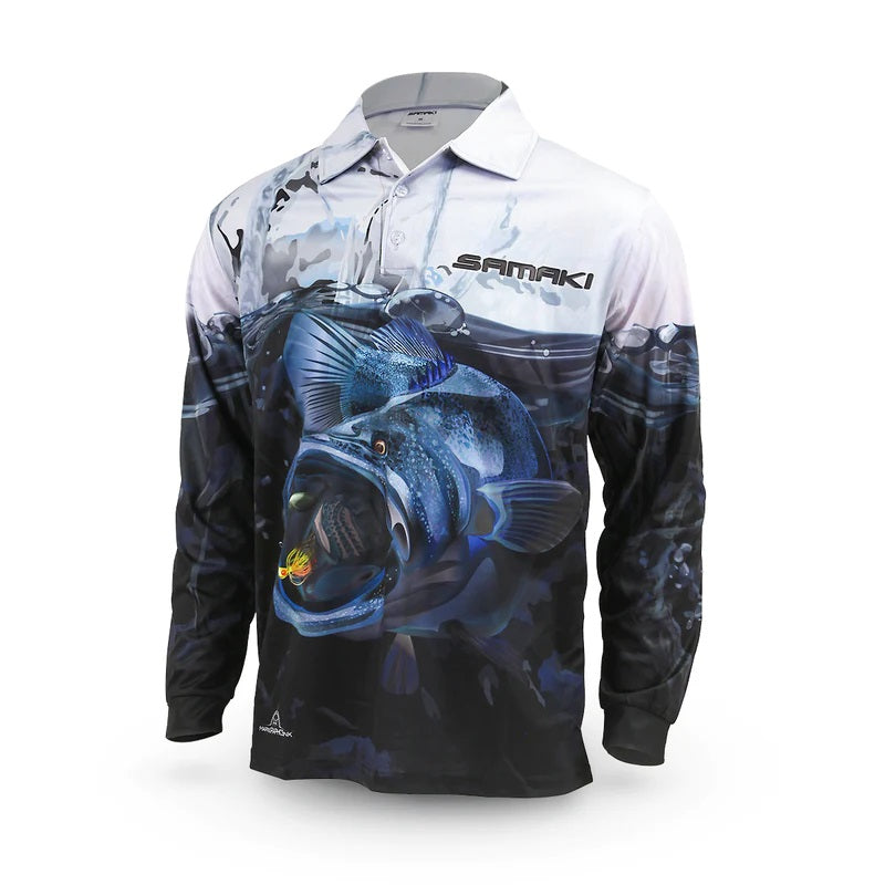 Samaki Murray Cod Long Sleeve Fishing Jersey Shirt - Adult