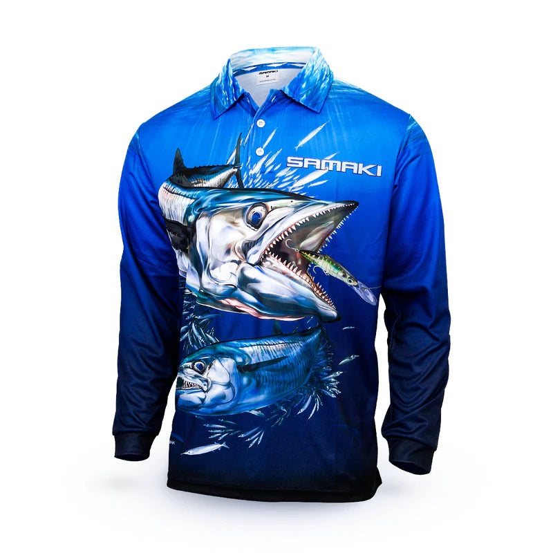 Samaki Spanish Mackerel Long Sleeve Fishing Jersey Shirt - Adult