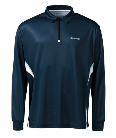 Shimano Zip Sublimated Long Sleeve Fishing Jersey Shirt - Navy Grey